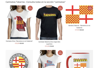 Algunos de los productos que ya están en venta relacionados con Tabarnia.