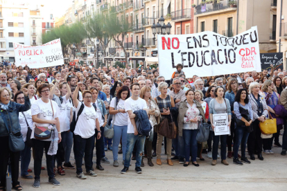 Imatge de la concentració a la plaça de la Font a Tarragona dimecres a la tarda.