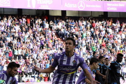 Mata celebra el seu últim gol, marcat el passat diumenge a casa contra el Lugo (2-2).