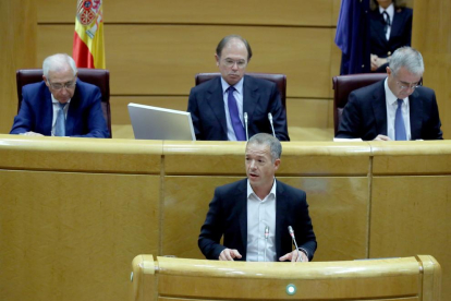 El portaveu socialista al Senat, Ander Gil, durant la seva intervenció avui davant de la comissió del Senat que tramita les mesures aprovades per l'Executiu en aplicació de l'article 155 de la Constitució a Catalunya.