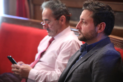 Imatge del portaveu de Cs, Rubén Viñuales, durant el darrer plenari municipal del mes de desembre.