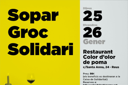 Imagen del cartel de la cena amarilla solidaria que se celebrará en Reus.