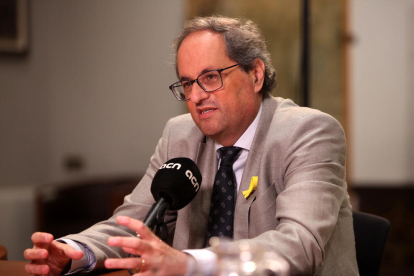 El president de la Generalitat, Quim Torra, durant l'entrevista concedida a l'ACN.