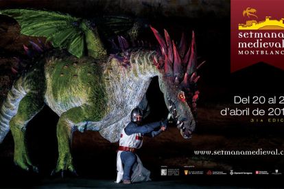 Imatge del cartell 2018 protagonitzat pel drac de Sant Jordi de Montblanc