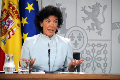 La portaveu del govern espanyol, Isabel Celáa, en la seva primera intervenció després del Consell de Ministres.