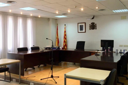 La Sala de vistas de la nueva oficina judicial de Gandesa.