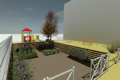 Imagen virtual de la zona de huerto del nuevo jardín de infancia.
