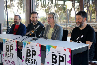 Imagen de la rueda de prensa de presentación del BP Fest. De izquierda a derecha: David Chueca, Lluís Sieiro, Eva Serramià y Jordi López.