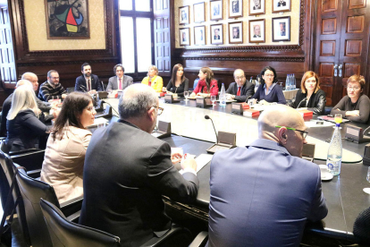 Reunió entre el president del Parlament, Roger Torrent, i els grups parlamentaris aquest 25 de gener de 2018.
