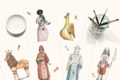 Imatge de les figures del Seguici amb les que treballa l'autor del carilló del Mercat Central.