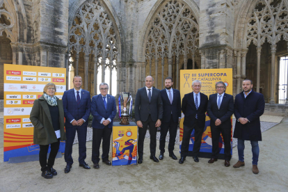 Todos los participantes en la presentación de la Supercopa de Cataluña, en Lleida.