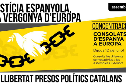 Imatge del cartell de les concentracions que l'ANC ha convocat als consulats d'Espanya a la UE.