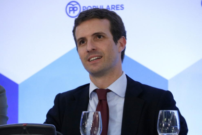 El presidente del PP Pablo Casado en el Consejo Ejecutivo Nacional del partido.