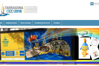 Imatge del portal web que comercialitza el marxandatge dels Jocs Mediterranis 2018.