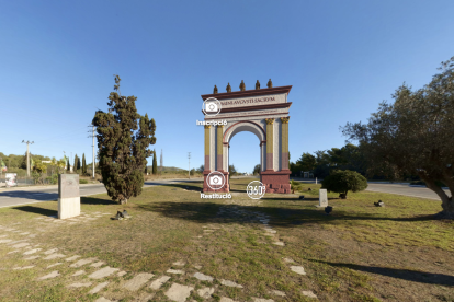 D'aquesta manera es veu la recreació de l'Arc de Berà a través de l'app Tarraco360.