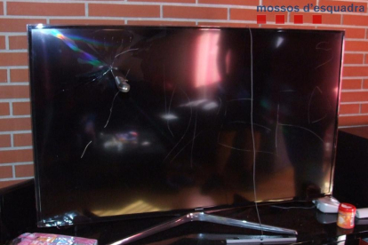 Un televisor estropeado durante uno de los robos que cometieron los jóvenes detenidos.