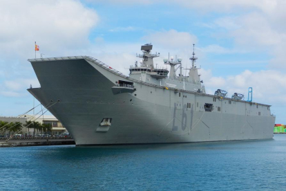 Imagen del barco militar español que hará escala en Tarragona durante los Juegos.