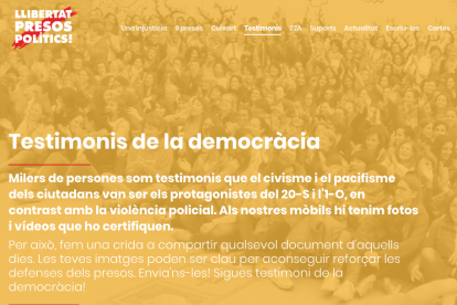 Òmnium Cultural ha puesto en marcha la web 'Testimonis de la democràcia' dentro del proyecto 'Us volem en casa'.