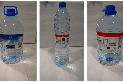 Imatge de les ampolla d'aigua retirades d'Eroski.