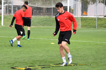 El extremo Ricardo Vaz, durante un entrenamiento con su equipo en el Estadi.