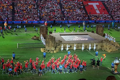 La delegación española ha sido la última a acceder al estadio.