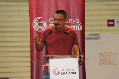 El líder Catalunya en Comú-Podem, Xavier Domènech, durant la seva intervenció al Consell Nacional.