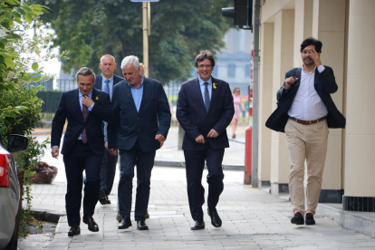 L'expresident Carles Puigdemont a la seva arribada a la Delegació de la Generalitat davant la UE.