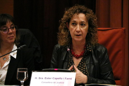 La consellera de Justícia, Ester Capella, en una compareixença.