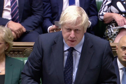 El primer ministro británico Boris Johnson en el parlamento de Westminster el 3 de septiembre del 2019.