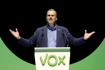 El secretario general de Vox, Javier Ortega Smith, en el acto de su partido en Madrid, el pasado octubre.