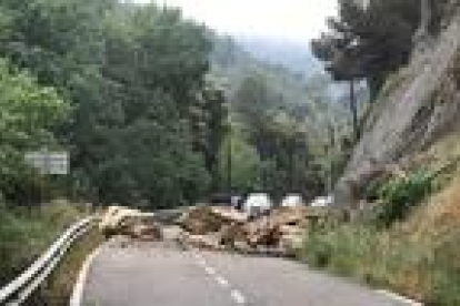 Imagen del desprendimiento en la carretera C-242 que une Cornudella con Poboleda.
