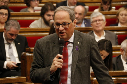 Quim Torra, ayer durante la sesión de control en el Parlament de Catalunya.