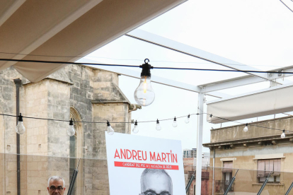 L'alcaldable del, PSC Andreu Martín, durant un acte, ahir.