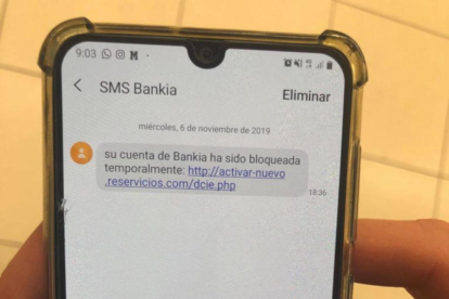 Imagen del SMS que se hace pasar por Bankia