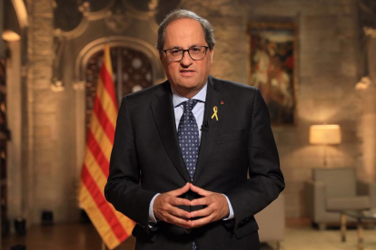 El presidente de la Generalitat, Quim Torra, pronuncia el discurso institucional de la Diada de Catalunya.