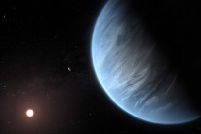 Representación del exoplaneta K2-18b.