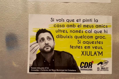 Imagen del cartel con la imagen de Rubén Viñuales por la campaña 'Xiulet de les festes'.
