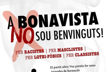 Imagen del cartel de la concentración de rechazo contra el acto de Vox en Bonavista.
