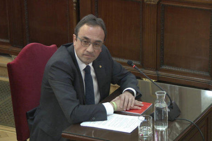 El exconseller Josep Rull, durante el interrogatorio de la fiscalía en el juicio del 1-O