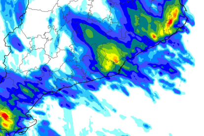 Imatge de la pluja acumulada entre dimecres i dijous a Catalunya.