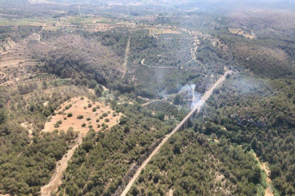 Imagen aérea del incendio de Salomó.