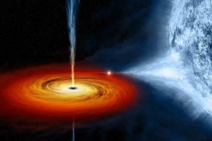Recreació artística de la NASA d'un forat negre anomenat Cygnus X-1.