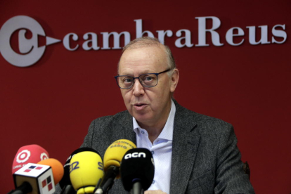 El presidente de la Cambra de Reus, Isaac Sanromà, en rueda de prensa el 19 de diciembre del 2018.