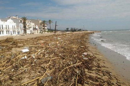Imagen del estado de la playa de Sant Salvador después del huracán Leslie.