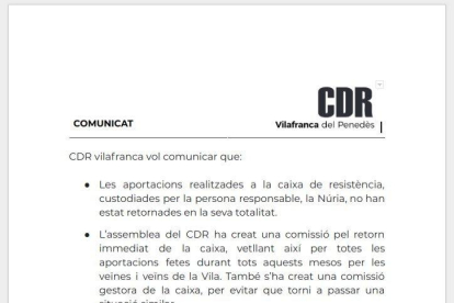 Comunicado del CDR d Vilafranca
