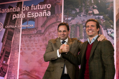 El líder del PP, Pablo Casado, en la presentació dels candidats del PP de Castilla La Mancha.