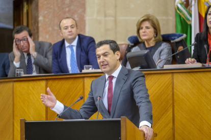 El nou president andalús, Juanma Moreno, aquest dimecres al Parlament d'Andalusia.
