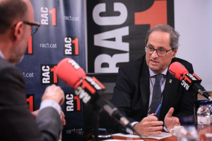 El president de la Generalitat, Quim Torra, durant l'entrevista a Rac 1.
