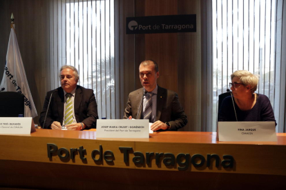 El director general de CIMALSA, Enric Ticó i el president del Port de Tarragona, Josep Maria Cruset, en la presentació.