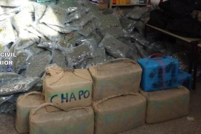 Imagen de la droga decomisada por la Guardia Civil en varias operaciones.